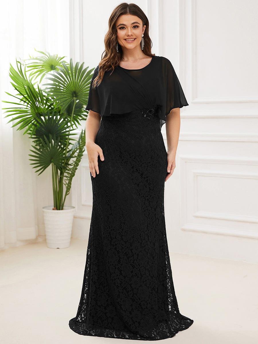 Plus Size Lace Fishtail Chiffon Coverup Mother of the Bride Dress