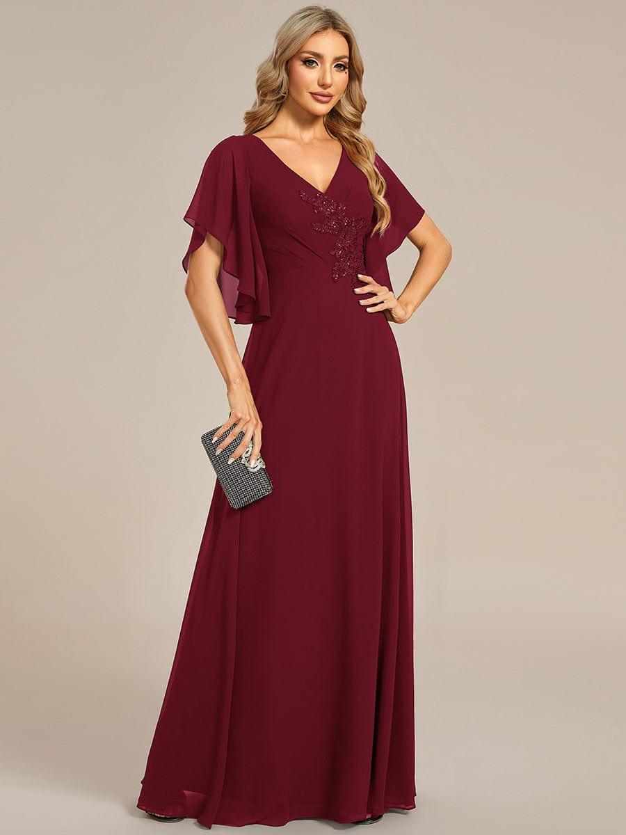 ever LORIE|Half Sleeves Top Applique Decoration Chiffon Mother of the Bride Dress