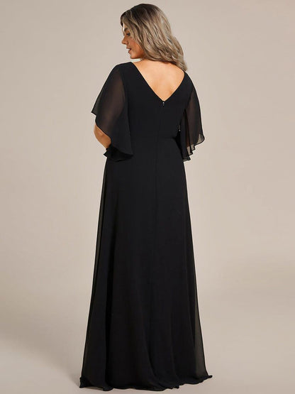 ever LORIE|Half Sleeves Top Applique Decoration Chiffon Mother of the Bride Dress