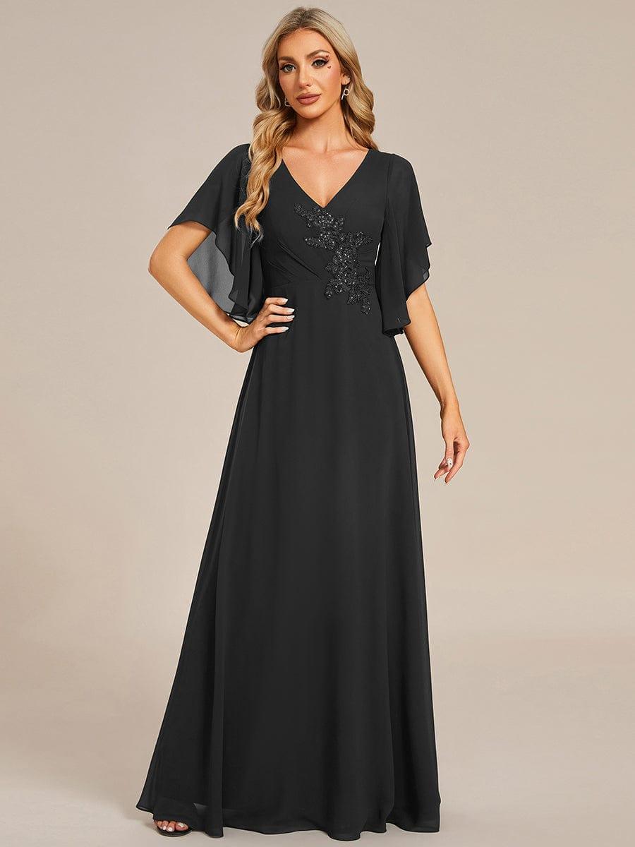 ever LORIE|Half Sleeves Top Applique Decoration Chiffon Mother of the Bride Dress