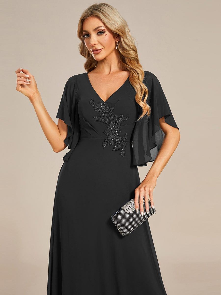 ever LORIE|Half Sleeves Top Applique Decoration Chiffon Mother of the Bride Dress