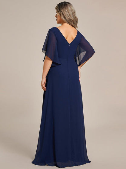 ever LORIE|Half Sleeves Top Applique Decoration Chiffon Mother of the Bride Dress