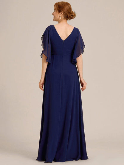 ever LORIE|Half Sleeves Top Applique Decoration Chiffon Mother of the Bride Dress