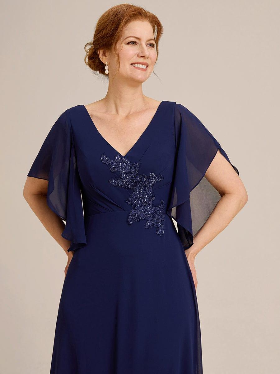 ever LORIE|Half Sleeves Top Applique Decoration Chiffon Mother of the Bride Dress
