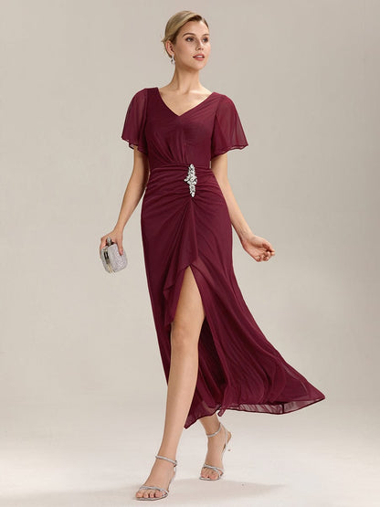 ever MARIEL|Side Split Chiffon Ruffle Sleeve Dress