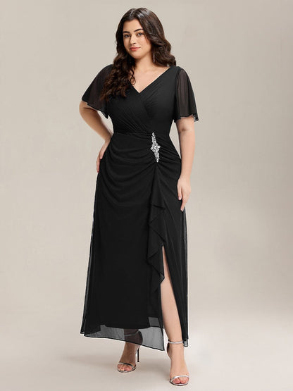 ever MARIEL|Side Split Chiffon Ruffle Sleeve Dress