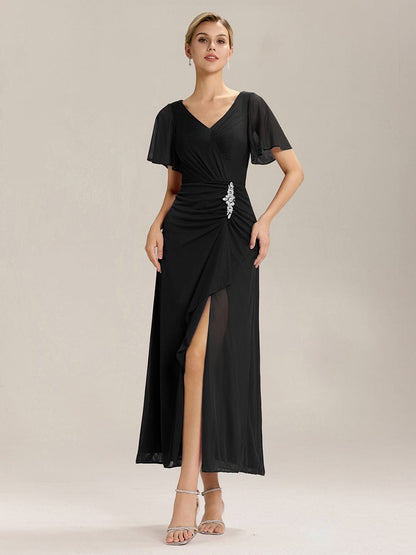 ever MARIEL|Side Split Chiffon Ruffle Sleeve Dress