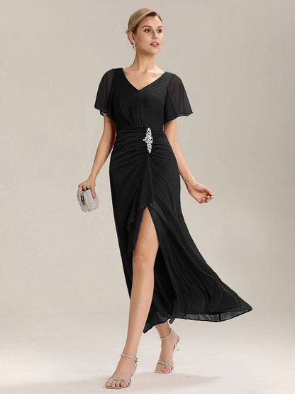 ever MARIEL|Side Split Chiffon Ruffle Sleeve Dress