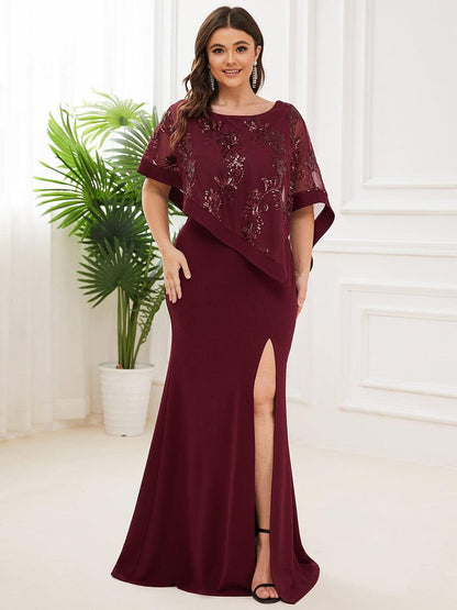 ever CELINE|Lace Sequin Shirt Bodycon Floor-Length Mother DressZola