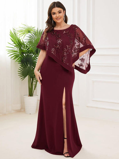 ever CELINE|Lace Sequin Shirt Bodycon Floor-Length Mother DressZola