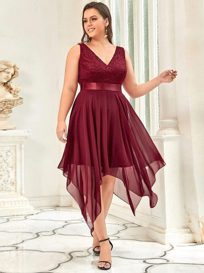 pretty COSTA|Plus Size Stunning V Neck Prom Lace Dress for Women