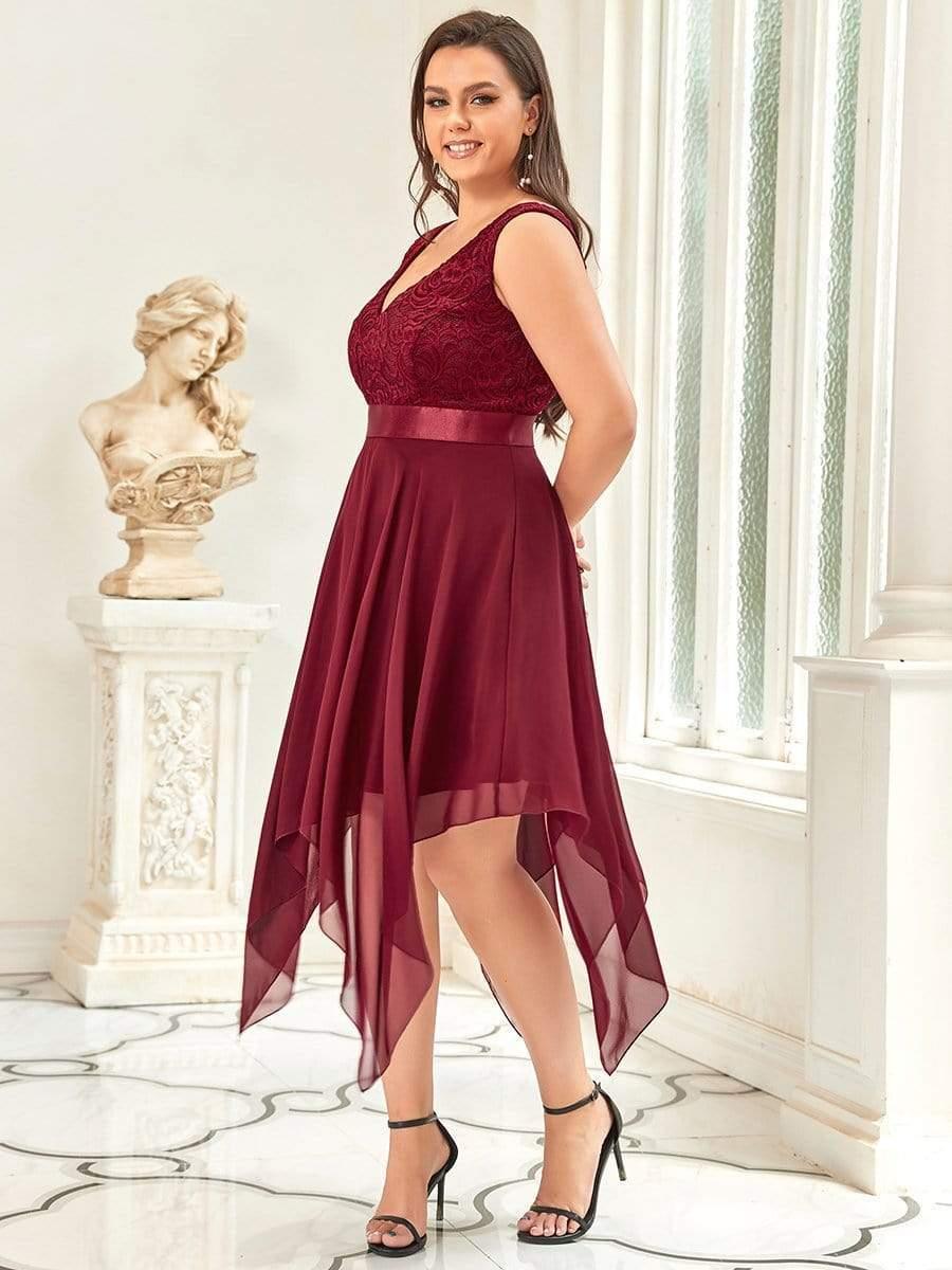pretty COSTA|Plus Size Stunning V Neck Prom Lace Dress for Women
