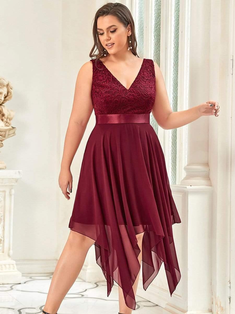 pretty COSTA|Plus Size Stunning V Neck Prom Lace Dress for Women