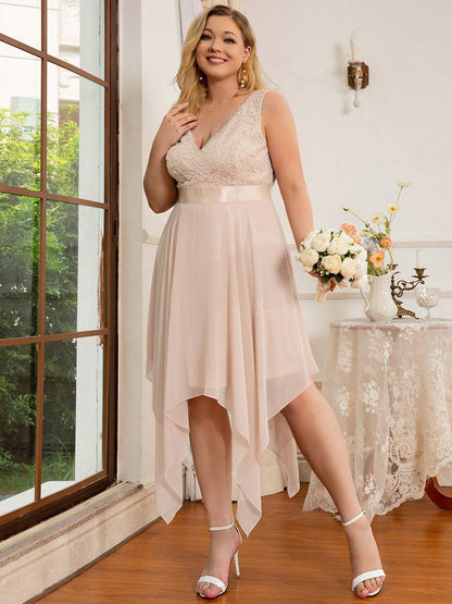pretty COSTA|Plus Size Stunning V Neck Prom Lace Dress for Women