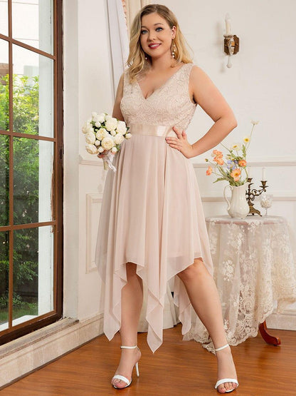 pretty COSTA|Plus Size Stunning V Neck Prom Lace Dress for Women