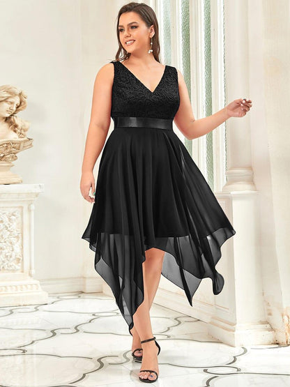 pretty COSTA|Plus Size Stunning V Neck Prom Lace Dress for Women