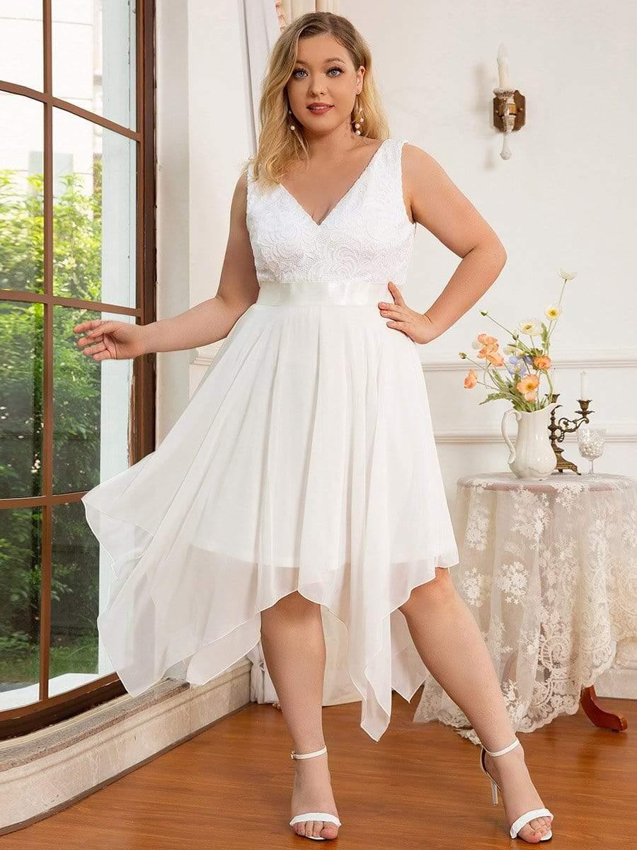 pretty COSTA|Plus Size Stunning V Neck Prom Lace Dress for Women