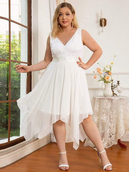 pretty COSTA|Plus Size Stunning V Neck Prom Lace Dress for Women