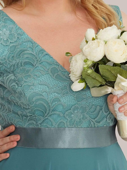 pretty COSTA|Plus Size Stunning V Neck Prom Lace Dress for Women