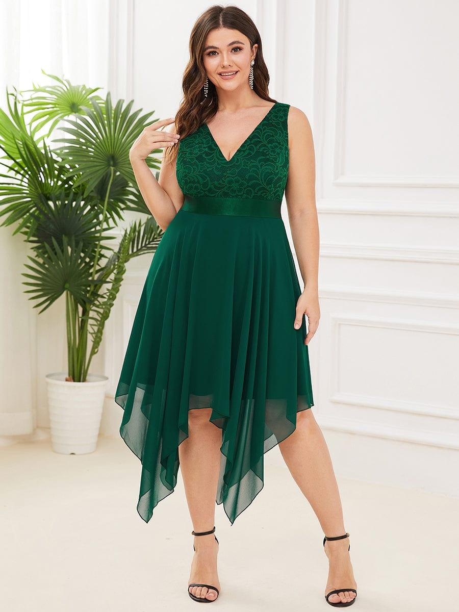 pretty COSTA|Plus Size Stunning V Neck Prom Lace Dress for Women
