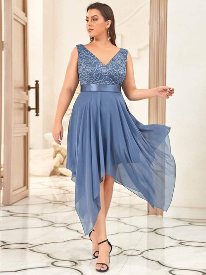 pretty COSTA|Plus Size Stunning V Neck Prom Lace Dress for Women