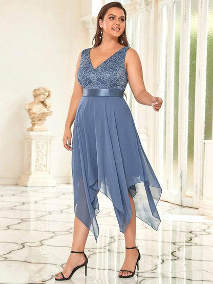 pretty COSTA|Plus Size Stunning V Neck Prom Lace Dress for Women