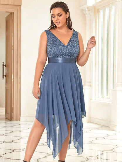 pretty COSTA|Plus Size Stunning V Neck Prom Lace Dress for Women