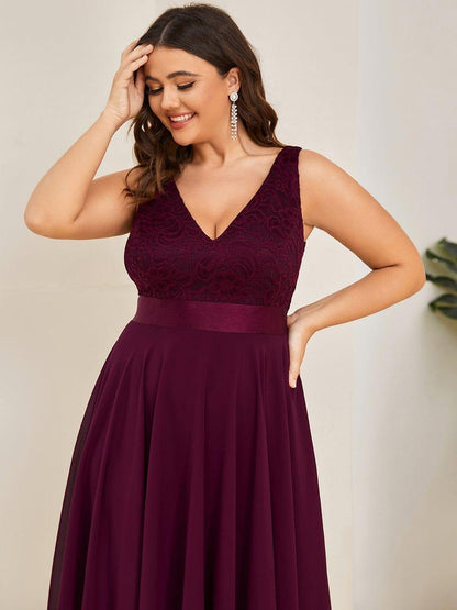 pretty COSTA|Plus Size Stunning V Neck Prom Lace Dress for Women