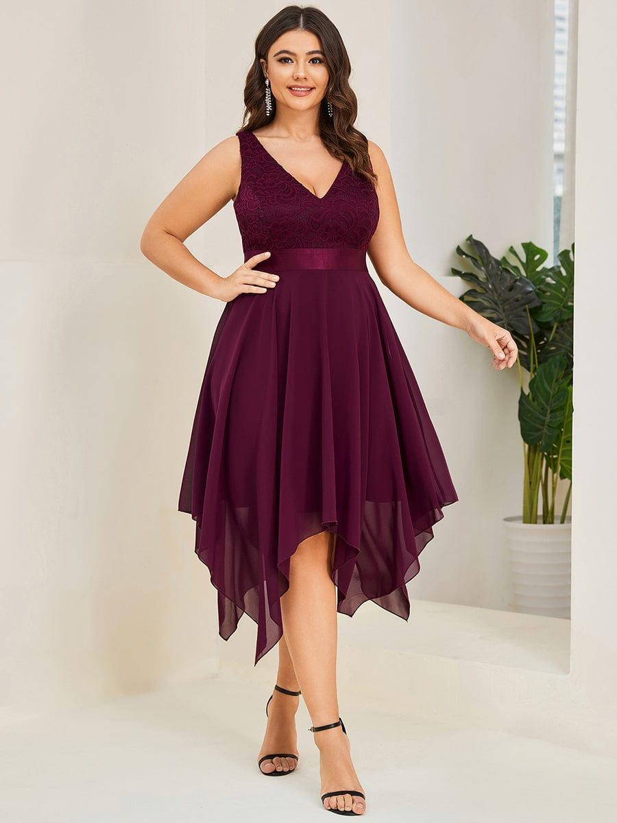 pretty COSTA|Plus Size Stunning V Neck Prom Lace Dress for Women