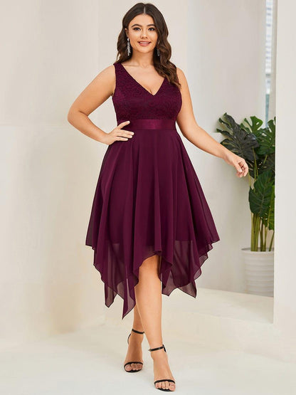 pretty COSTA|Plus Size Stunning V Neck Prom Lace Dress for Women