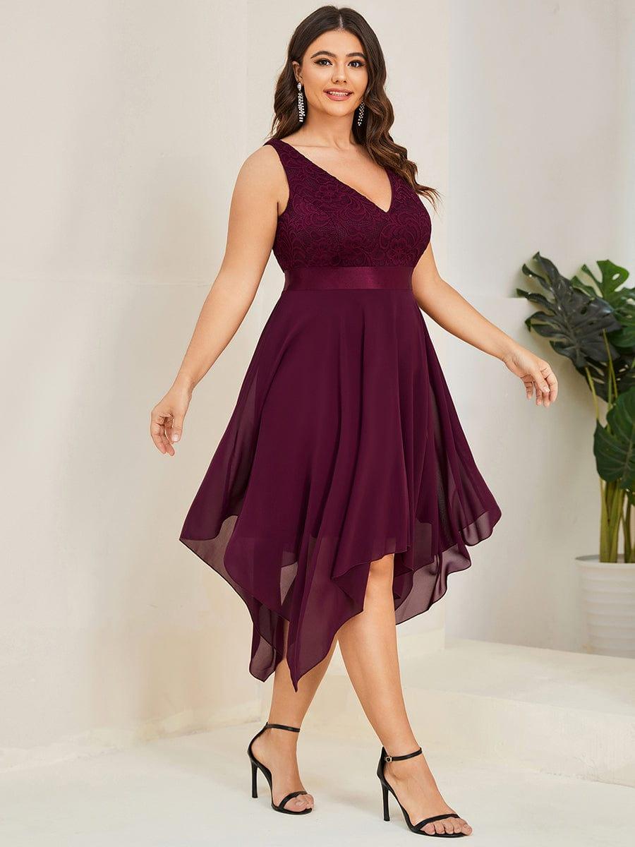 pretty COSTA|Plus Size Stunning V Neck Prom Lace Dress for Women