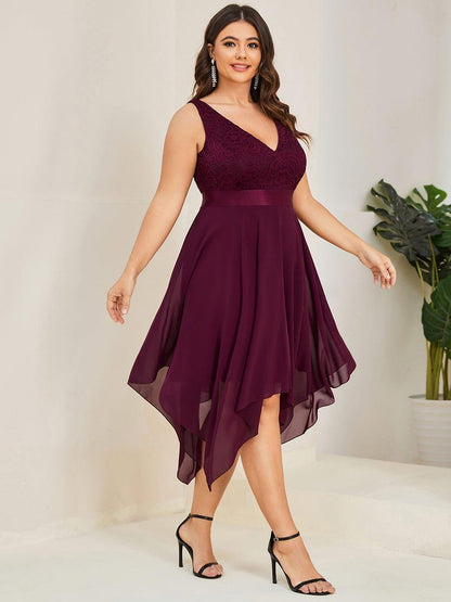 pretty COSTA|Plus Size Stunning V Neck Prom Lace Dress for Women