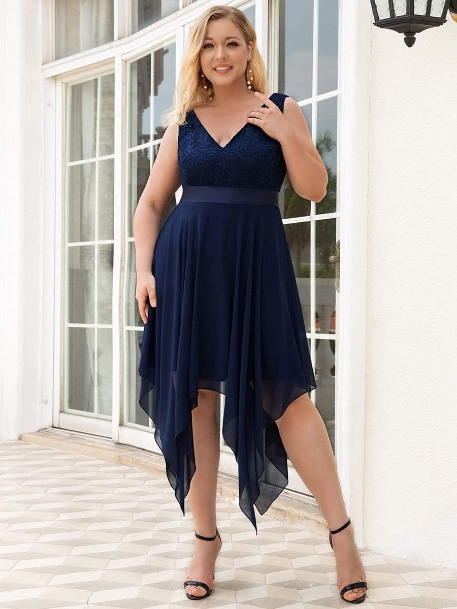 pretty COSTA|Plus Size Stunning V Neck Prom Lace Dress for Women