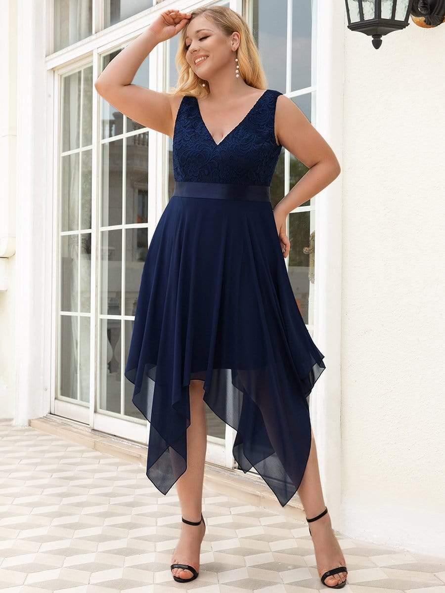 pretty COSTA|Plus Size Stunning V Neck Prom Lace Dress for Women