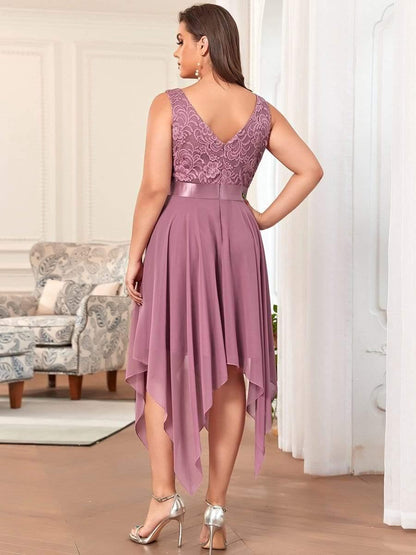 pretty COSTA|Plus Size Stunning V Neck Prom Lace Dress for Women