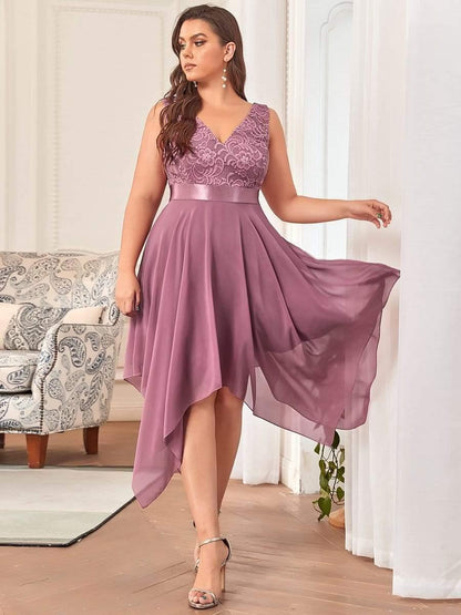 pretty COSTA|Plus Size Stunning V Neck Prom Lace Dress for Women