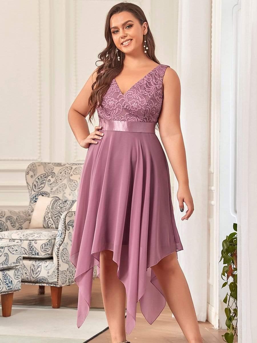 pretty COSTA|Plus Size Stunning V Neck Prom Lace Dress for Women
