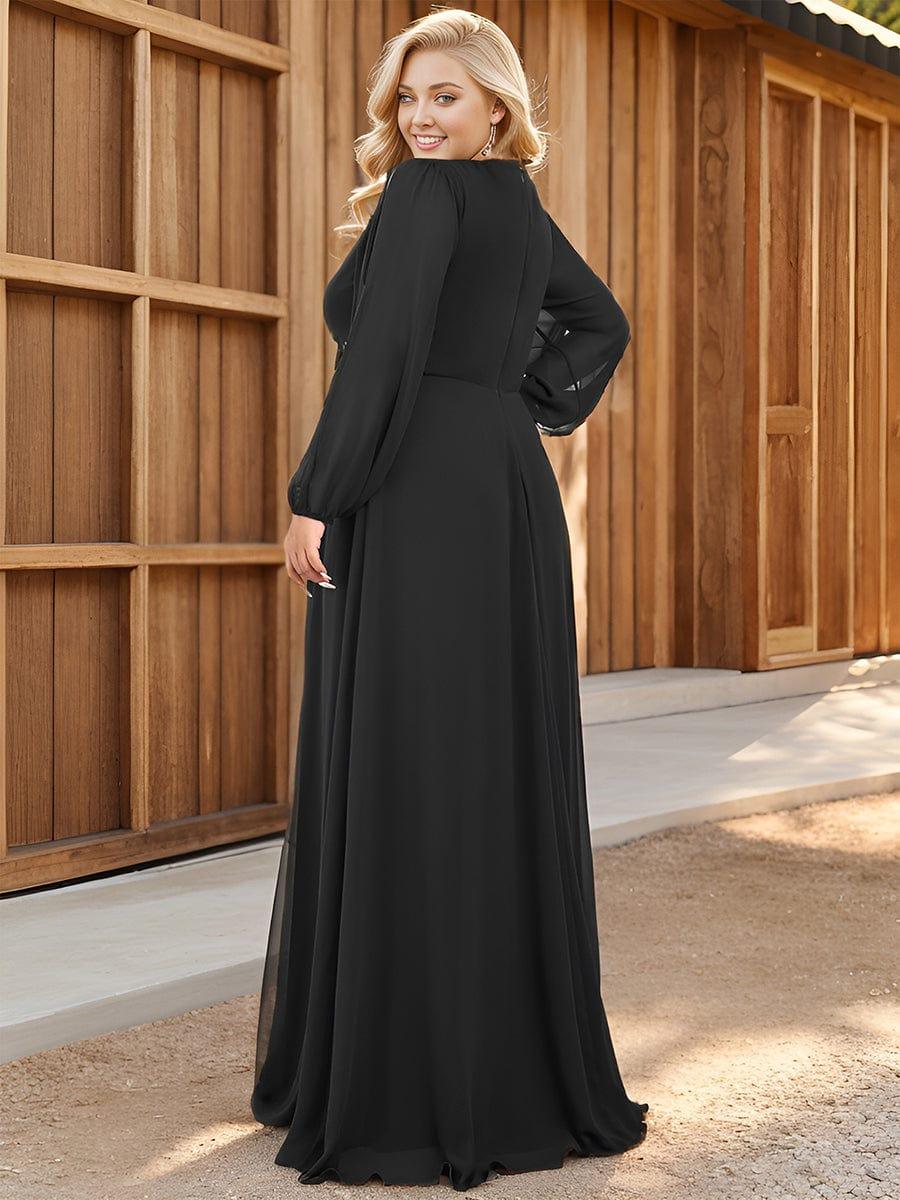 ever AMOUR|V-Neck Long Split Sleeve Empire Waist Applique Wedding Dress