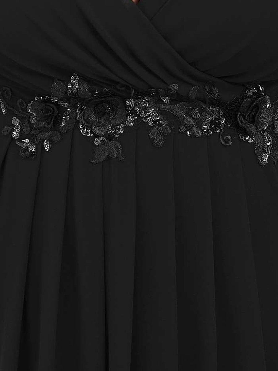 ever AMOUR|V-Neck Long Split Sleeve Empire Waist Applique Wedding Dress