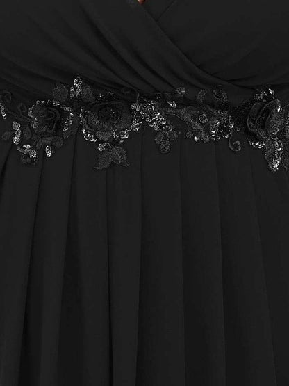 ever AMOUR|V-Neck Long Split Sleeve Empire Waist Applique Wedding Dress