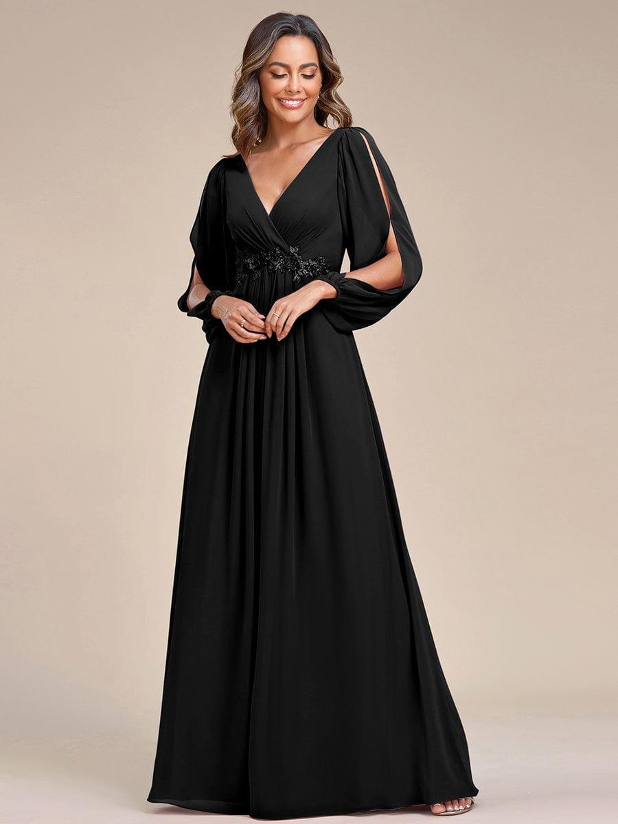 ever AMOUR|V-Neck Long Split Sleeve Empire Waist Applique Wedding Dress