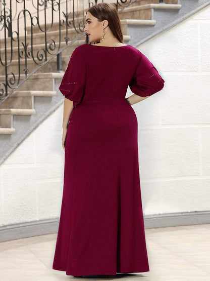 pretty VICOTIRE|Simple Plus Size Bodycon Maxi Mermaid Wedding Guest Dress