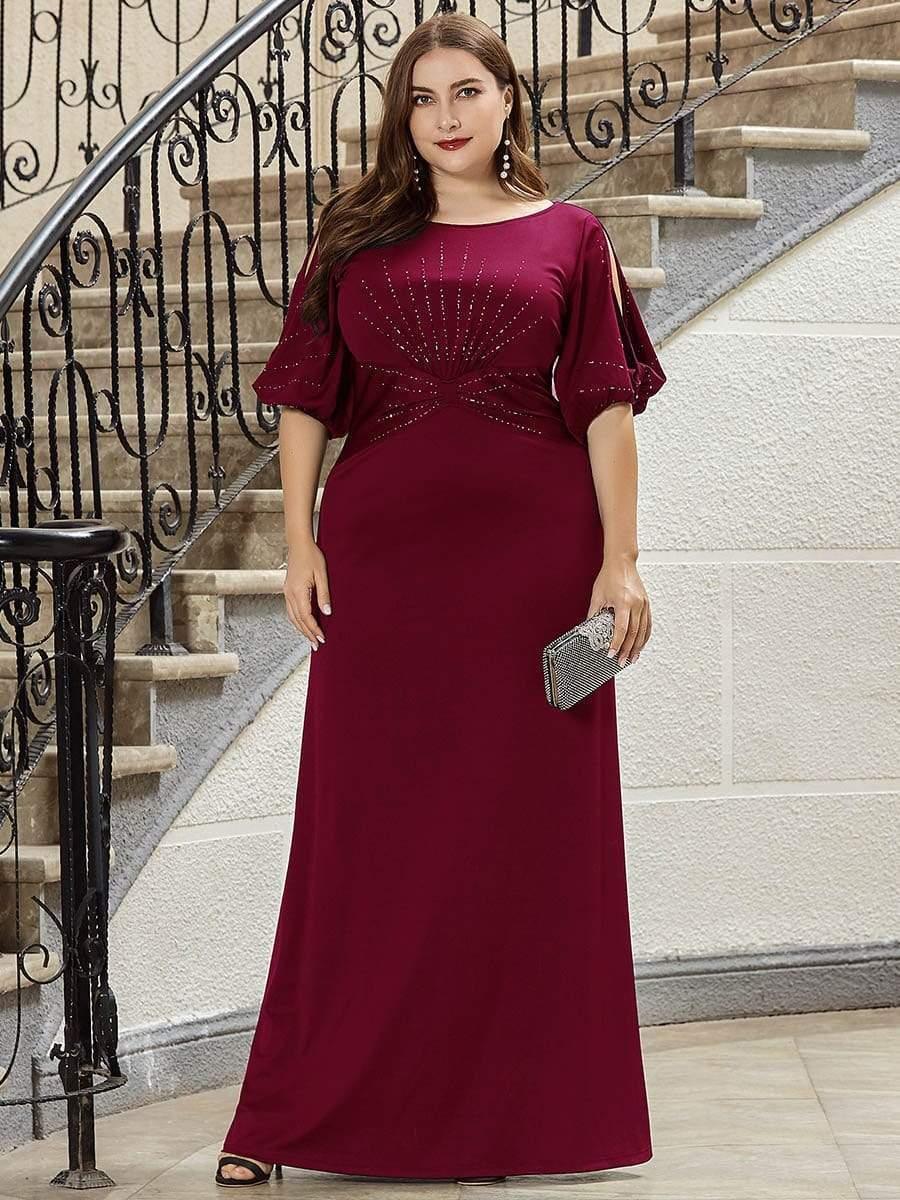 pretty VICOTIRE|Simple Plus Size Bodycon Maxi Mermaid Wedding Guest Dress