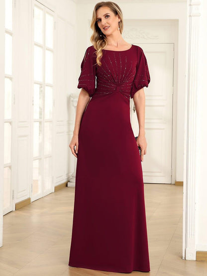 ever VICOTIRE|Trendy Round Neck Bodycon Wedding Guest Dress with Sleeves
