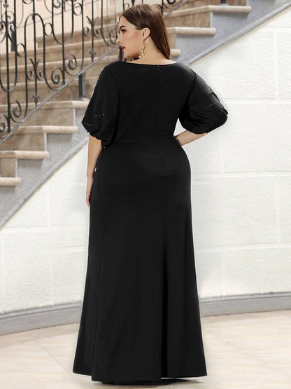 pretty VICOTIRE|Simple Plus Size Bodycon Maxi Mermaid Wedding Guest Dress