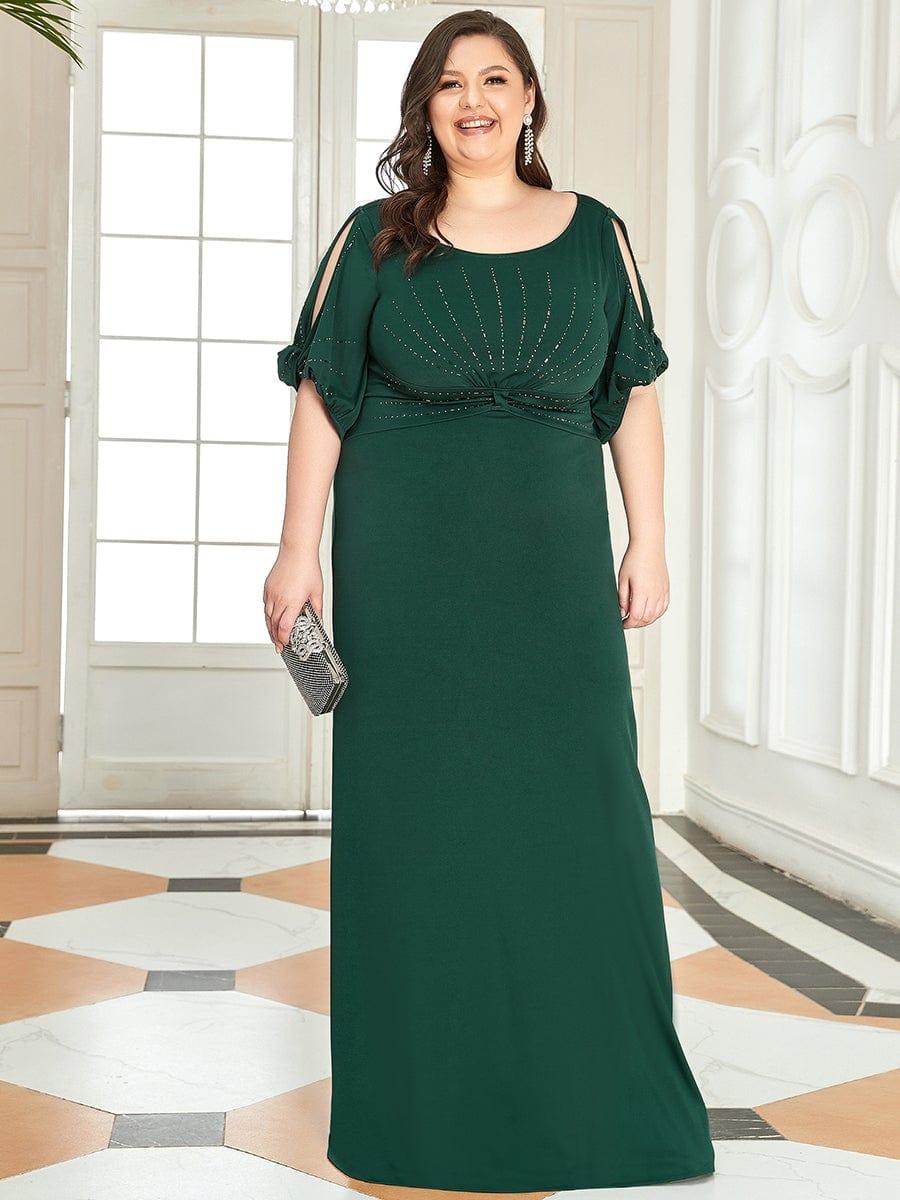 ever VICOTIRE|Trendy Round Neck Bodycon Wedding Guest Dress with Sleeves