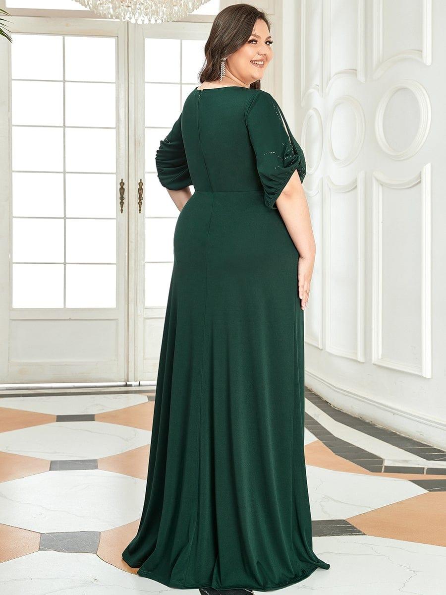 ever VICOTIRE|Trendy Round Neck Bodycon Wedding Guest Dress with Sleeves