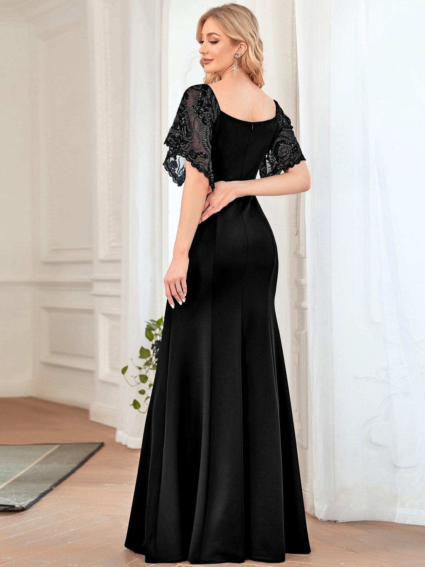 ever SLOANE|Sexy V Neck Maxi Bodycon Mother of the Bride Dress