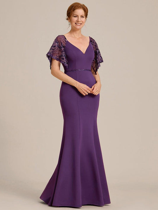 ever SLOANE|Sexy V Neck Maxi Bodycon Mother of the Bride Dress