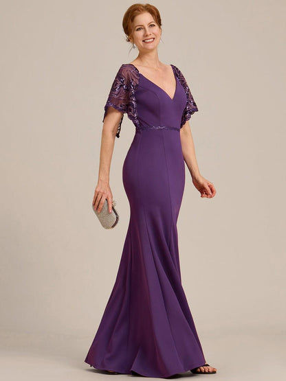 ever SLOANE|Sexy V Neck Maxi Bodycon Mother of the Bride Dress